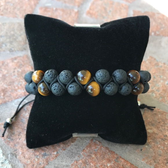 Silverskylight Other - Men or women tiger eye lava double bracelet